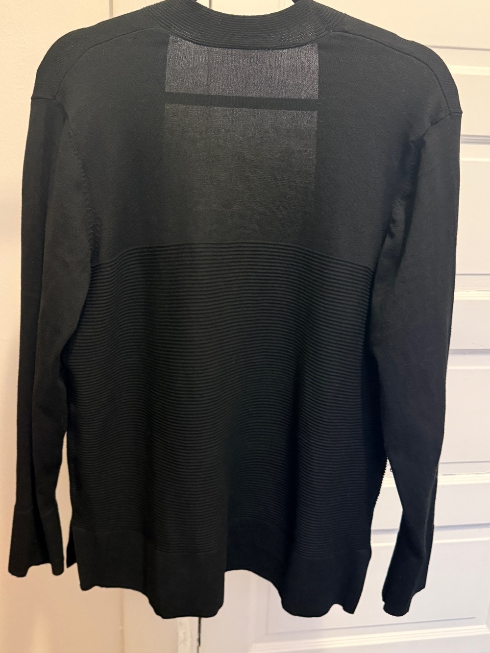 Women's Black Ribbed Knit Cardigan Sweater